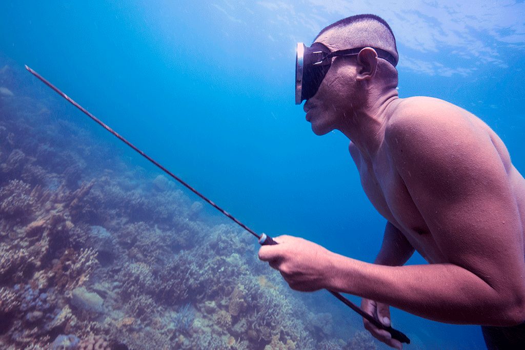 A diver moving along the coral