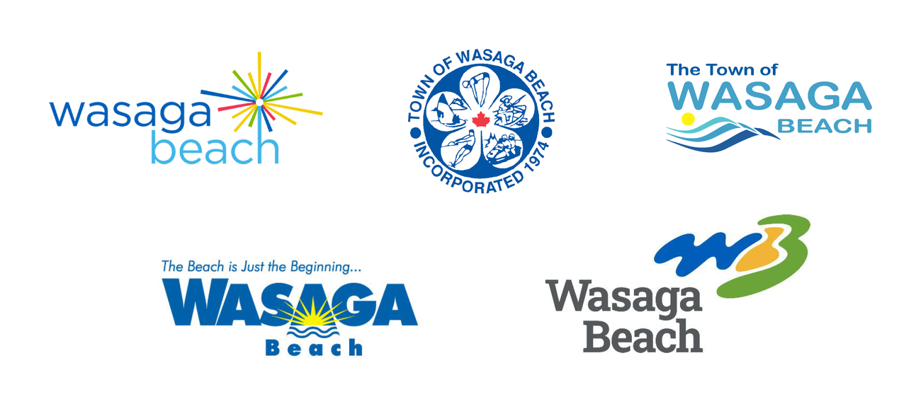 The Town of Wasaga Beach's existing logos before the Idea Studio project