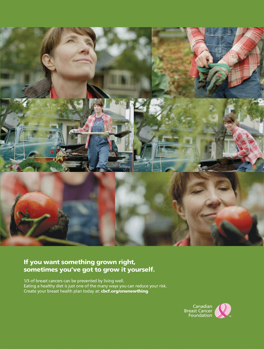 Print ad: a woman growing vegetables in her garden, headline reading sometimes you've got to grow it yourself